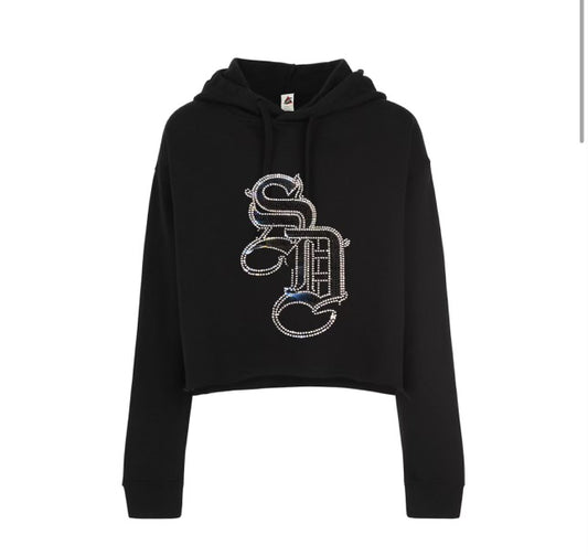 Blk/silver SD Cropped Hoodie