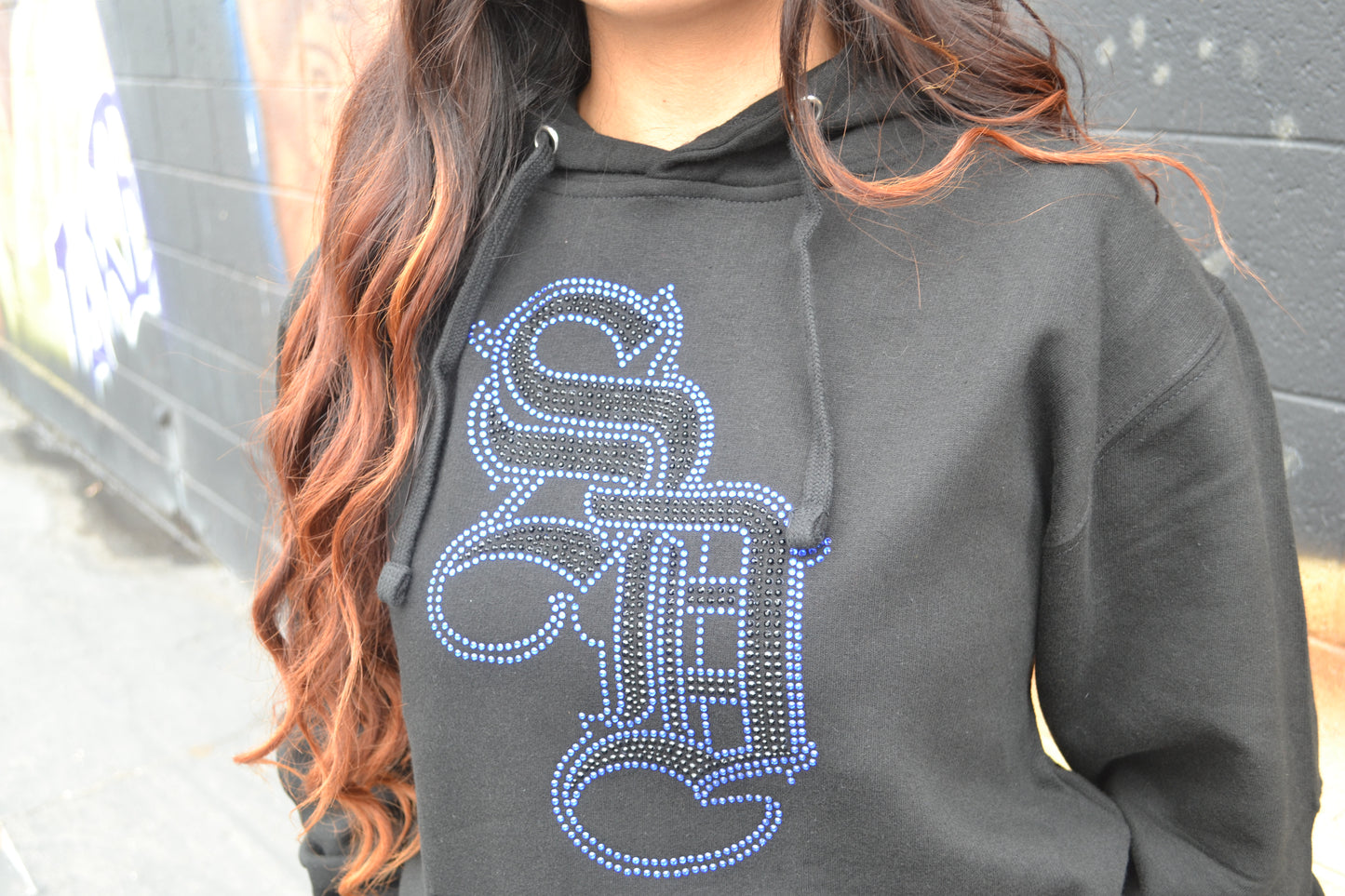 blue and black SD hoodie