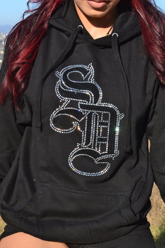 silver and black SD hoodie